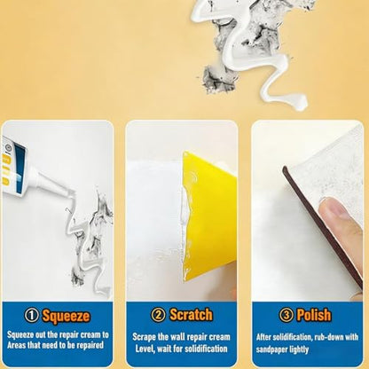 Wall Mending Agent Repair Kit with Scraper Nozzle Extender, 2026 New Drywall Hole Repair Kit, Efficient Wall Repair Paste Filler for Holes & Cracks, Nail Holes, Dents & Small Damage, 5.3oz (2 Pack) - color: 2 Pack