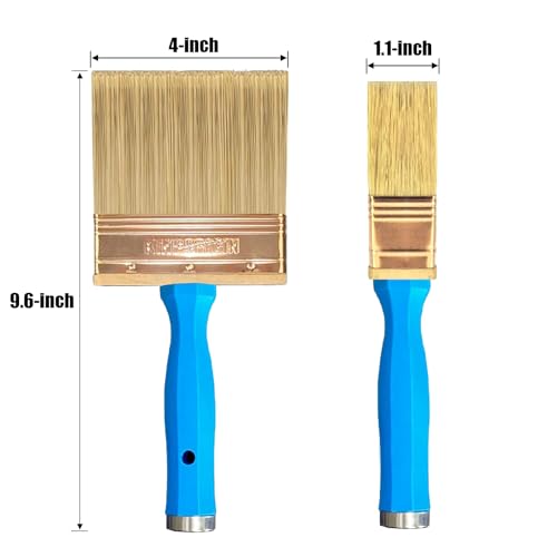 Deck Stain Brush, Thick Paint Brushes 4" for Faster Coverage, Compatible with Most Extension Poles, Stain Brushes for Wood, Deck, Walls, Fence and House - color: 4 Inch