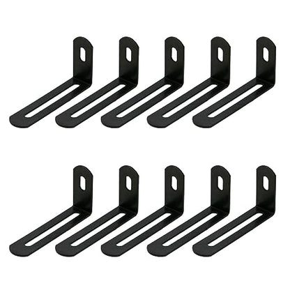 KUMGROT 10pcs Stainless Steel Shelf Bracket Adjustable L Bracket Corner Brace 90 Degree Corner Bracket with Slot Heavy Duty 63 x 32.5 x 15mm/2.48 x 1.28 x 0.59in Black - size: 63mm, style: L-shaped Brackets