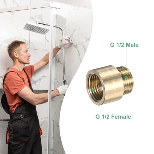 M METERXITY Shower Head Extension Arm, Brass G1/2 Male to Female Extension Pipe Fitting Adapter with PTFE Thread Seal Tape for Shower/Faucet, Pipe Plumbing Coupler 1"/25mm 3-Pack - size: 1"/25mm