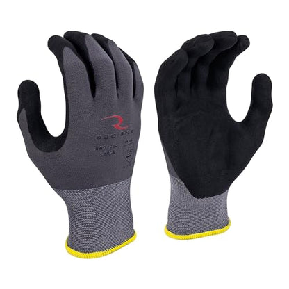 Radians Unisex Industrial Work Glove - Construction: Nylon Shell with Foam Nitrile Palm Dip - Gray - Standard Size M - size: Medium