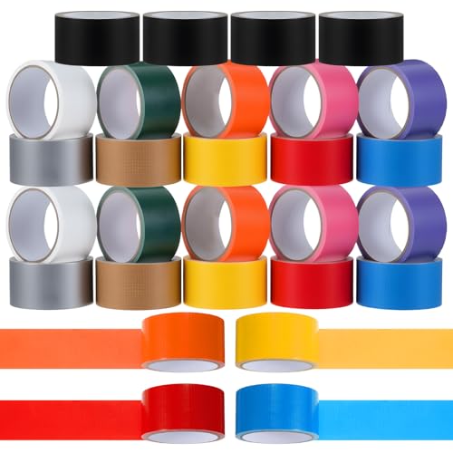 24 Rolls Colored Duct Tape Variety Pack, 11 Vibrant Duct Tape Colors, Heavy Duty Waterproof 2 Inch x 11 Yard Multi-Purpose Tapes for DIY, Craft, Packaging, Repair & Organization