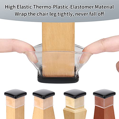 Ezprotekt 24 Pcs Chair Sliders for Carpet, Square Chair Glides for Carpet, Carpet Teflon Furniture Sliders Pads, Chair Leg Protectors Caps for Carpet - for Dining Table Chair, Black XL(Fit: 1.5"-2") - size: XL - Clear