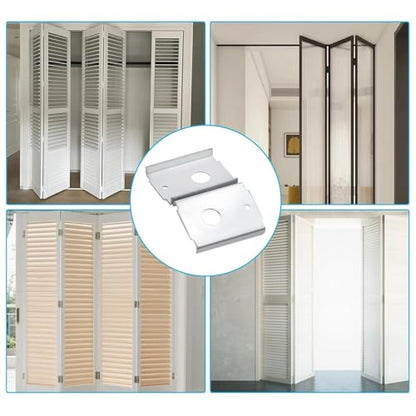 4PCS Double Folding Door Repair Bracket with Screws and Plastic Washer Kit Hardware Fitting Suitable for 1-3/8 Inch Gate Supports 7/16 Inch Hinge