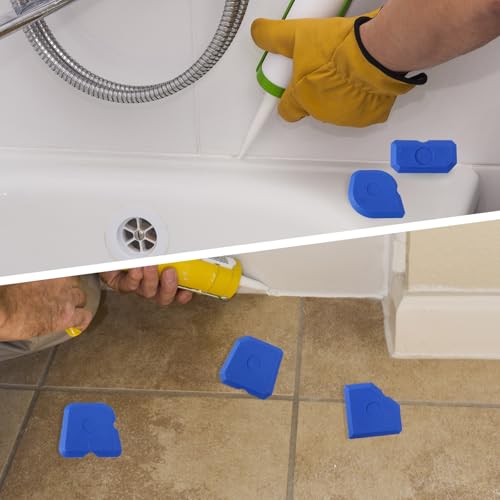 10pcs Silicone Cramer Spreader Caulking Tool Set Kit, Sealant Profiling Finishing Smoothing Mastic Tool Caulk Remover Reusable Grout Scraper Applicator for Kitchen Bathroom Floor Window & Sink (Blue) - color: Blue