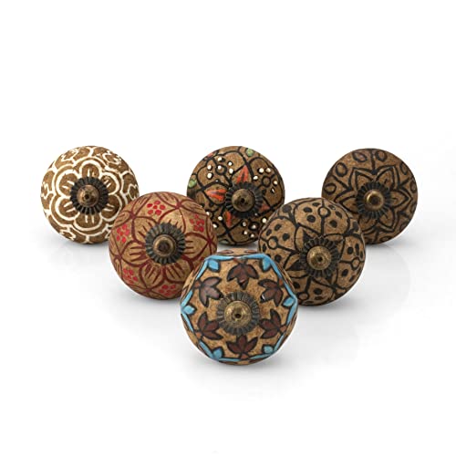 Dresser Knobs for Cabinets and Drawers - Premium Antique Finish Rustic Pull Handle Kitchen Furniture Hardware Boho Farmhouse Decor - Pack of 6 - color: Multicolor Dusty
