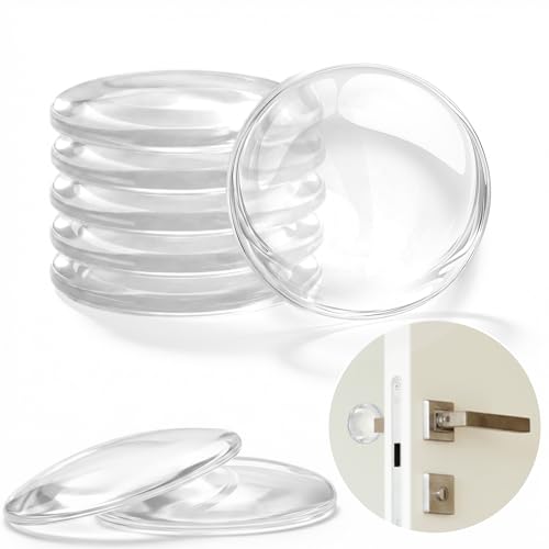 Clear Door Stoppers for Wall, 8 Pack 2 Inch Invisible Silicone Door Knob Protector, Non-Yellowing Crystal Clear, Washable Reusable, Prevents Dents Holes, Renter Safe No Residue, Nursery Apartment - color: Clear