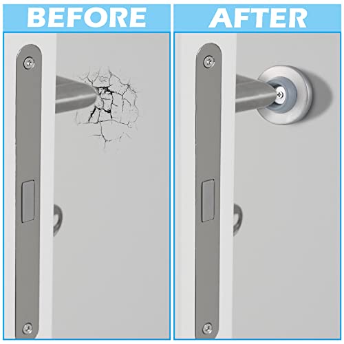 Pangda Concave Wall Door Bumper Stop Silver Stainless Steel Wall Door Bumper with 1-1/8 Inch Gray Round Rubber Protector Stops(Silver,18 Pieces) - color: Silver