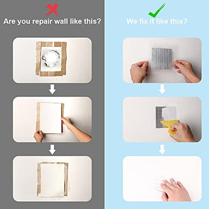 Drywall Repair Kit 12 Pieces Aluminum Wall Repair Patch Kit, 2/4/6/8 inch Self Adhesive Aluminum Wall Patch Kit, Drywall Repair Tools Kit for Ceilings Drywall Plasterboard