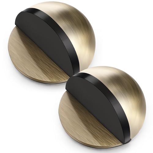 MorningRo 2 Pcs Self Adhesive Door Stoppers, Stainless Steel Floor Door Stop Wall Protector, Half Dome Floor Gate Stopper for Living Room, Bedroom, Bathroom, Office (Bronze) - color: Bronze
