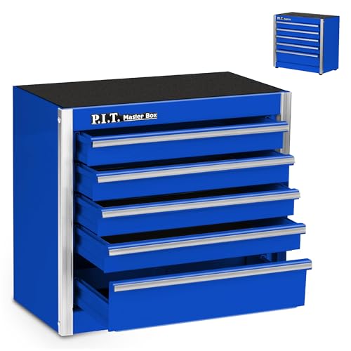 P.I.T. Mini Tool Box 8.6 Inch, Portable 5-Drawer Micro Roll Cab Steel Stackable Tool Box with Liner, Blue Small Tool Case for Tools Storage and Organizers, Home DIY - color: Blue, size: 5-Drawer