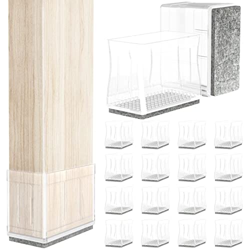 0.75" x 1.5" Rectangle Chair Leg Protectors for Hardwood Floors, Silicone Covers to Protect Wood Tile Floors Felt Pads Furniture Leg Caps Reduce Noise, Easy to Move.16 PCS Clear. - color: Clear, size: Rectangle(0.75×1.5")