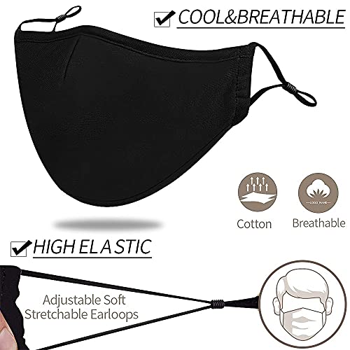 Black Reusable Breathable Cloth Face Protection，Adjustable Washable Male and Women Fashion Face Protection Cover - color: 10pcs