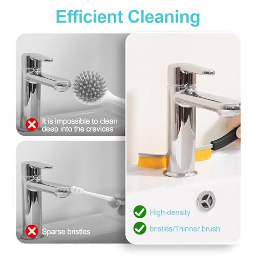 JOYMOOP 4 Pack Crevice Cleaning Brush, Black Hard Bristle Grout Brush, House Cleaning Supplies, Magnetic Gap Cleaning Brush for Kitchen, Bathroom, Window, Toilet, Multifunctional Cleaning Tools - color: Black, size: 4 Pack