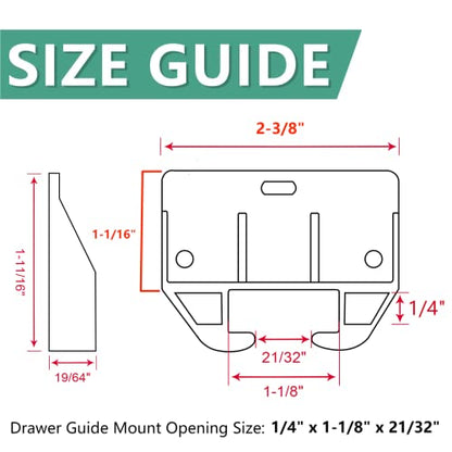 Litoexpe 20 Pieces Plastic Drawer Guides Drawer Track Parts with Screws, Drawer Replacement Guides Brackets for Furniture, Hutches, Dressers, Wardrobe - size: 58×41×29mm - 20 Pcs