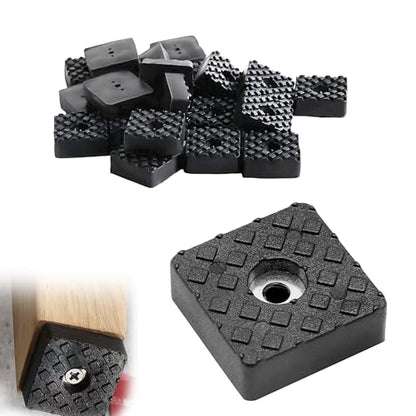 20 Pack Square Rubber Feet 30mm x 30mm / 1-3/16" x 1-3/16"– Non Slip Black Rubber Bumpers Outdoor Furniture Floor Protection Pads for Sofa Patio Table Chair Desk Legs, Viral Home Essential for Scratch