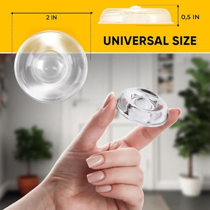 Large 2" Door Knob Wall Protectors – 4 Clear Self-Adhesive Silicone Bumper Pads in Jelly Crown Shape – Noise Dampening Wall & Furniture Guards by VELLAX - style: Jelly Crown Bumpers