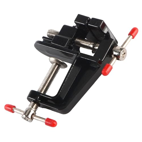 Mini Vise Clamp Small Bench Vice Clamp on Table Vise Drill Press Vice for Wood Craft Carving Jewelry Making DIY Clip on Tool, Black