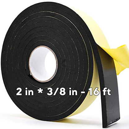 Insulation Foam - 2" W x 3/8" T - Adhesive Soundproofing Seal Tape Weather Stripping for Window AC Units - size: 2in x 3/8in - 16ft