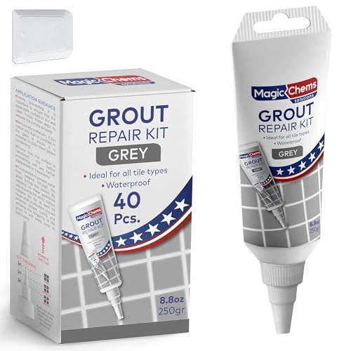 Tile Grout Repair, Grey 8.8 oz/250gr. Fast Drying Grout Repair Kit, Grout Filler Tube Repair Kit, Tile Grout Paint, Grout Sealer Restore and Renew Bathroom Floor, Tile Gaps, Joints, Lines - color: Grey, size: 40 Pack