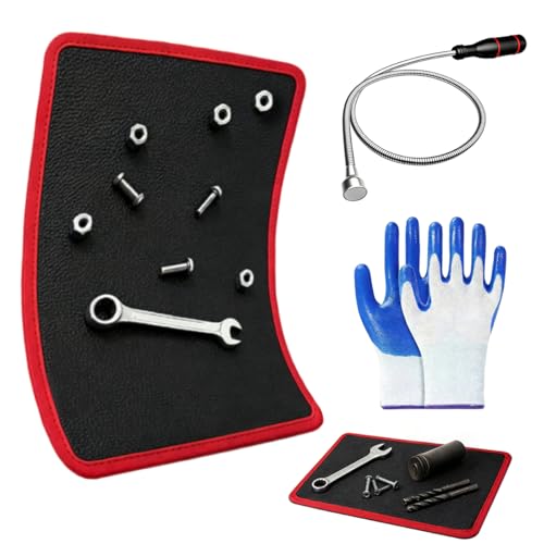 Magnetic Tool Mat 3 Pack, Non-Slip Flexible Pad for Tools, Heavy Duty 40 lbs Parts Holder with PVC Protection, Tool Organizer for Mechanic, Auto Repair and Garage Workshop (Red)