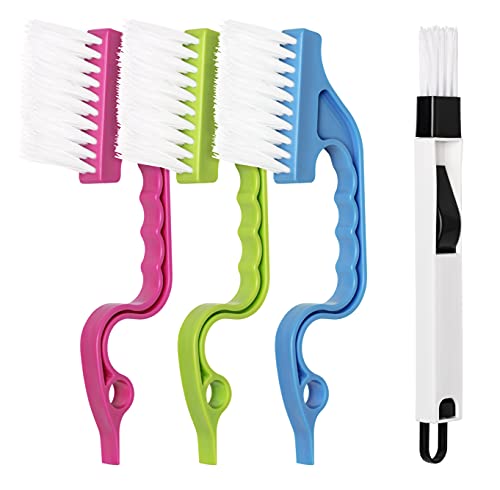 LEOBRO Groove Gap Cleaning Tools, Handheld Door and Window Track Brushes, Air Conditioning Shutter Cleaner, Pack of 4