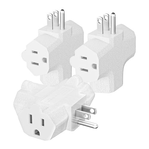 K KASONIC - 3-Outlet Grounding Adapter, [UL Listed] Plug Extender, Heavy-Duty Grounded Power Tap - 3 Pack (White) - color: White