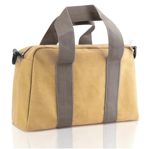 Small Tool Bag, Canvas Tool Storage Bag, Large Capacity Multipurpose Zipper Soft Tote Organizer Pouch for Electrician, Plumbing, Gardening,Tools Bags for Men (Khaki, 13 Inch) - color: khaki, size: 13 Inch