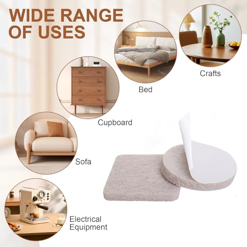 48 PCS Felt Furniture Pads, 1-inch Square Beige Chair Felt Pads, Felt Pads for Furniture Feet to Protect The Floor from Scratches,Reduce Noise (Beige) - size: Square 48PCS-Beige