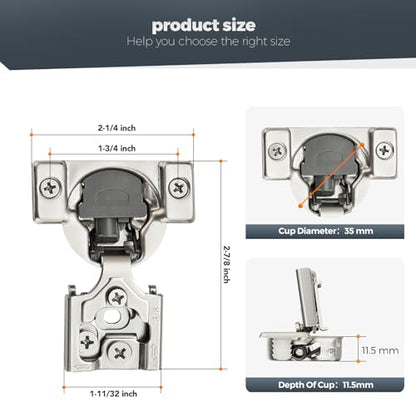 10 Pack (5 Pairs) 3/8" Overlay Soft Close Cabinet Hinges, Satin Nickel Stainless Steel Concealed Hinges with 3D Self-Closing for Face Frame Doors & Kitchens - size: 3/8 inch Overlay