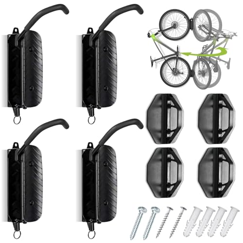 4 Pack Swivel Bike Wall Mount, Bike Hangers for Garage, Space-Saving Vertical Bike Rack, Sturdy Bike Storage Rack Holds Up to 66lbs, Easy to Install.