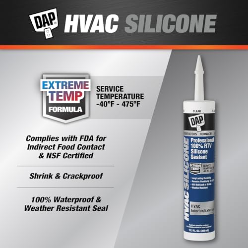DAP HVAC Professional 100% RTV Silicone Sealant, Clear, 10.3 oz (7079808011)