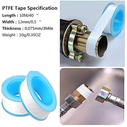 GCQ Teflon Thread Seal Tapes PTFE Thread Seal Tape for Plumbers Sealant Tape for Leak Water Pipe Thread 1/2 inch x 500 inch (5 Pack/White) - size: 1/2-500inch（5 pack）