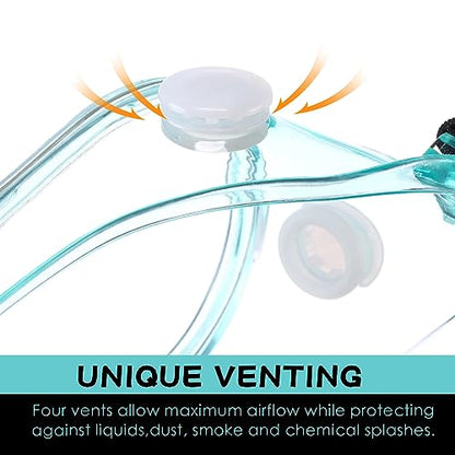 Yunsailing Protective Safety Goggles Lab Over Glasses Clear Anti Fog Eye Protection Goggles for Men Women - color: Clear Green, Black