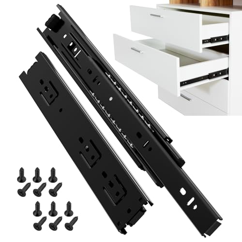 ToBeGreat 1 Pair Side Mount Drawer Slides Rails 10 Inch 100 LB Load Capacity, Full Extension Ball Bearing Metal Replacement Dresser Runners Cabinet Trash Can Slider Kitchen Glides (Black,254mm) - color: Black-1 pair, size: 10 Inch