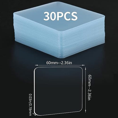 Double Sided Adhesive Pads for Mounting-Pack of 30,2-3/8" Two Sided Precut Tape Super Strong Heavy Duty Squares Washable Sticky Patch for Walls Hanging Nano Gel Large Clear 60mm… - size: 30PCS 2.36inch x 2.36inch