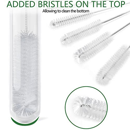 CiaraQ Bottle Cleaning Brushes, 9.8 Inch Nylon Tube Brush Set, Cleaner for Narrow Neck Bottles Cups with Hook, Set of 10pcs - color: White, size: 9.8 Inch (10pcs)