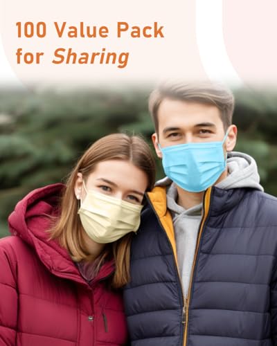 Face Masks Disposable 100 Pack, 4 Ply ASTM Level 3 Medical Grade, Breathable for Adult Outdoor Protection, Individually Wrapped for Home, School & Office, Sand and Sea - color: Sand and Sea