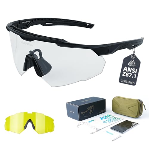 Shooting Glasses Anti Fog with High Definition Lenses, ANSI Z87+ Certified Tactical Safety Glasses for Men Women - color: D1-clear / Yellow