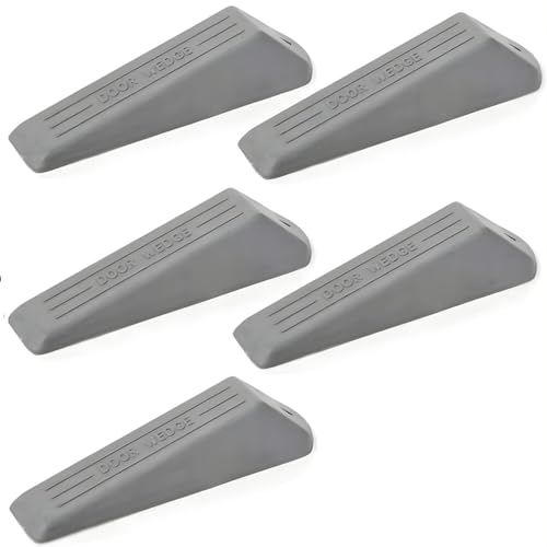 UNS Door Stoppers for Bottom of Door, Pack of 5 Non-Slip Black Heavy Duty Door Wedge | Rubber Door Stopper | Non-Scratching Door Stops - Ideal Door Stop for Office, Home, School & Commercial - color: Gray