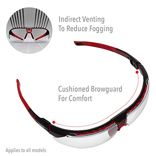 Honeywell Uvex by by Avatar Safety Glasses Red Frame with Clear Lens & Anti-Scratch Hardcoat (S2860) - color: Red Frame