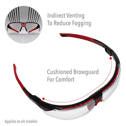 Honeywell Uvex by by Avatar Safety Glasses Red Frame with Clear Lens & Anti-Scratch Hardcoat (S2860) - color: Red Frame