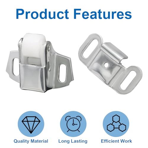 1 Pack Replacement Roller Mailbox Catch Latch, Hardware Roller Wheel Spring Door Catch Latch Screws for Cabinet Doors/RV Camper Kitchen