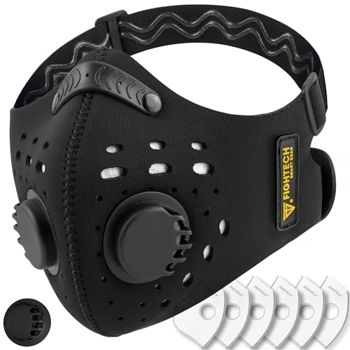 FIGHTECH Dust Mask – Reusable Face Mask with Carbon Filters & Air Valves for Woodworking, Construction & Moving