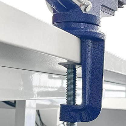 Sutekus 2.5" Blue Heavy Duty Bench Vise, Universal Table Vise with 360 Swivel Base for Woodworking, Cutting, Drilling, Metalworking - style: 2.5" Blue