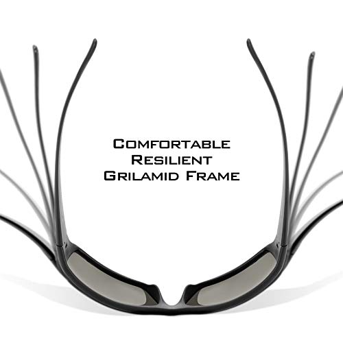 KastKing Iditarod Polarized Sport Sunglasses,PuriVex Protective Lens Coating Fishing Sunglasses For Driving Cycling Running - color: B: Matte Black Frame, Blue Mirror