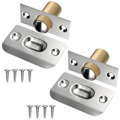 Ball Catch Door Hardware Jiayi 2 Pack Door Ball Catch Top of Door French Door Ball Catch Latch Adjustable Roller Ball Catch Drive in Ball Latch for Invisible Pantry Ball Bearing Latch Silver - color: Silver, size: 2 Pack