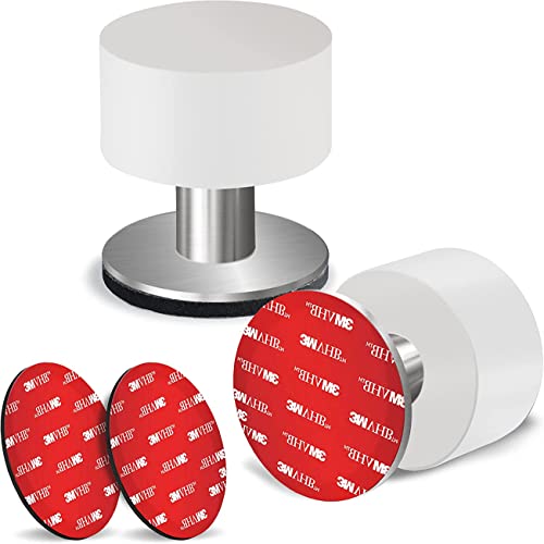 2Pcs Door Stoppers, Self Adhesive Rubber Bumper wall Door Bottom Stopper Knobs Baseboard with 2 Sticker for Floor Shower Refrigerator - color: White, size: 2 Pack - 1.65 inches