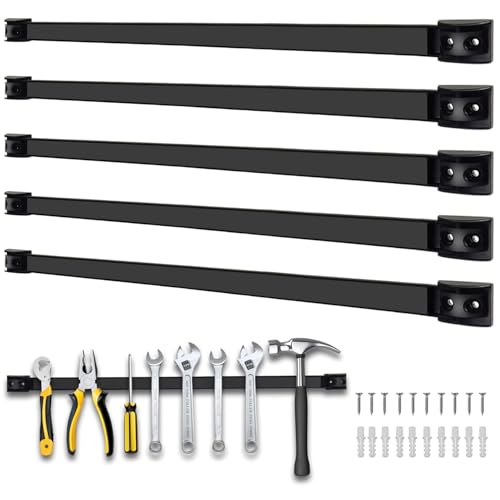 24" Magnetic Tool Holder, 5 Packs Magnetic Storage Strips Magnet Bar PVC Coated for Garage Tool Organizer Mounted Hanging Strip,Heavy Duty of Holder Easy to Install - style: 24IN-5 PACK