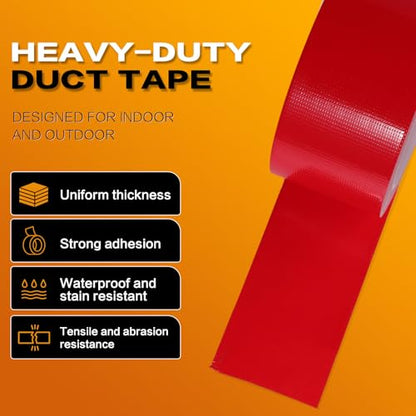 Red Duct Tape Heavy Duty, Waterproof Strong Adhesive Duct Tape for Indoor Outdoor Repairs Packaging Arts Crafts Projects, Tear by Hand 2 Inch x 20 Yards - color: Red